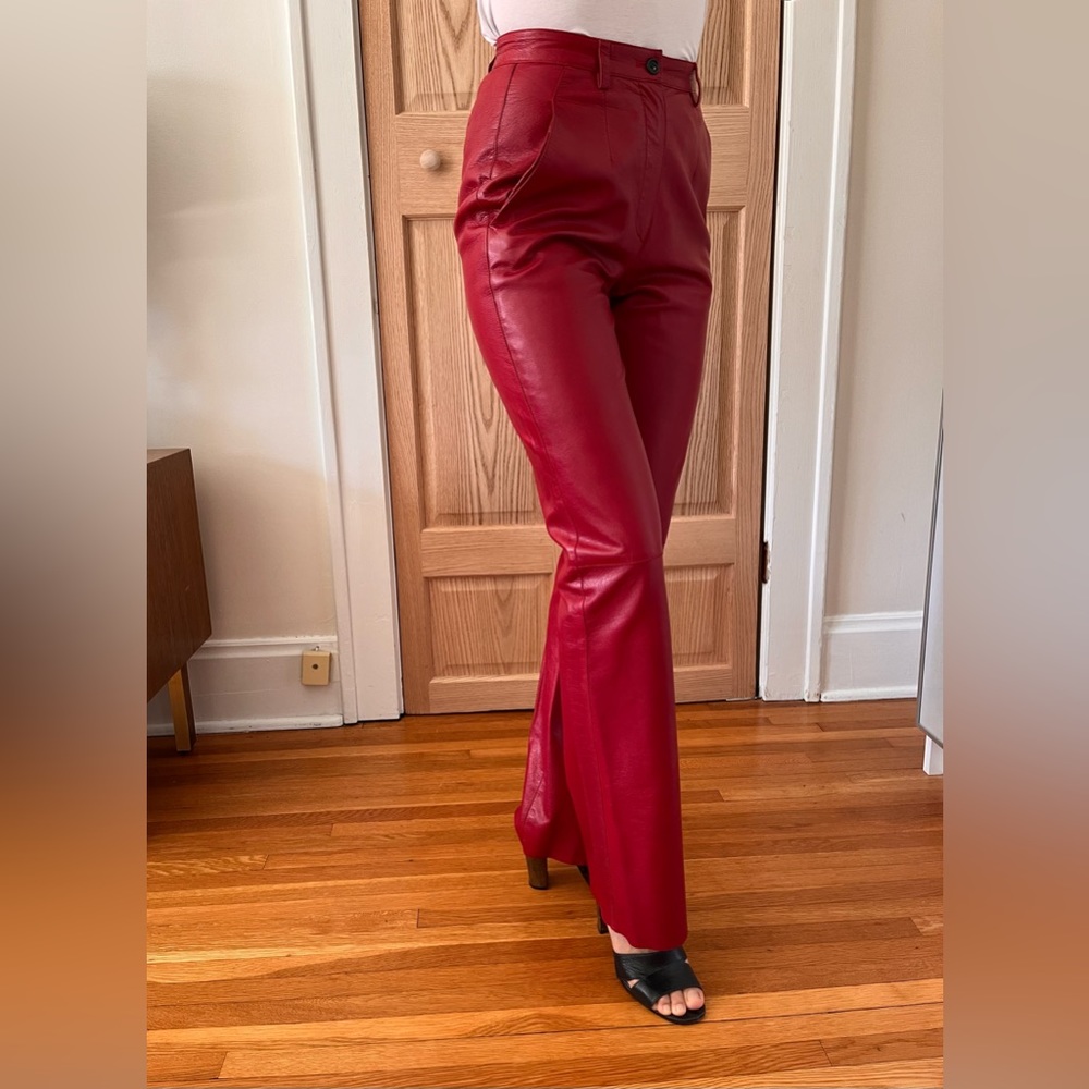 Red Prada Leather Pants